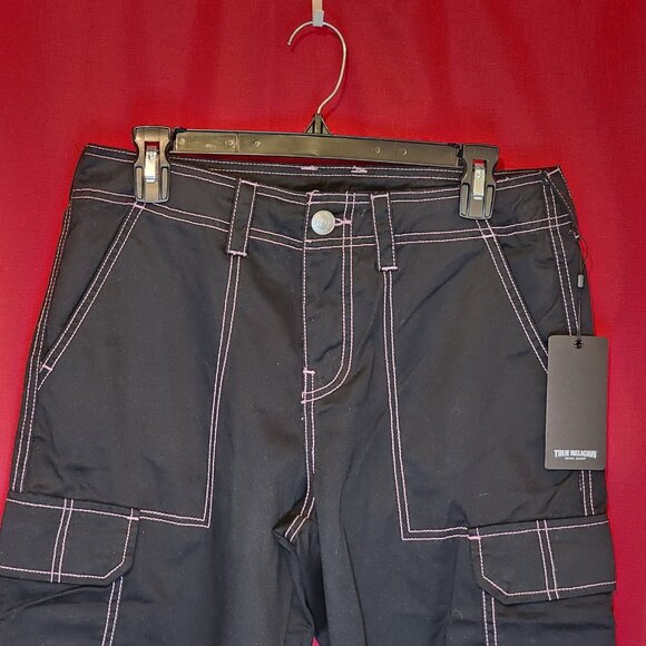 True Religion Women's Military SN Cargo Pants Jet Black Size 28 - Picture 3 of 14